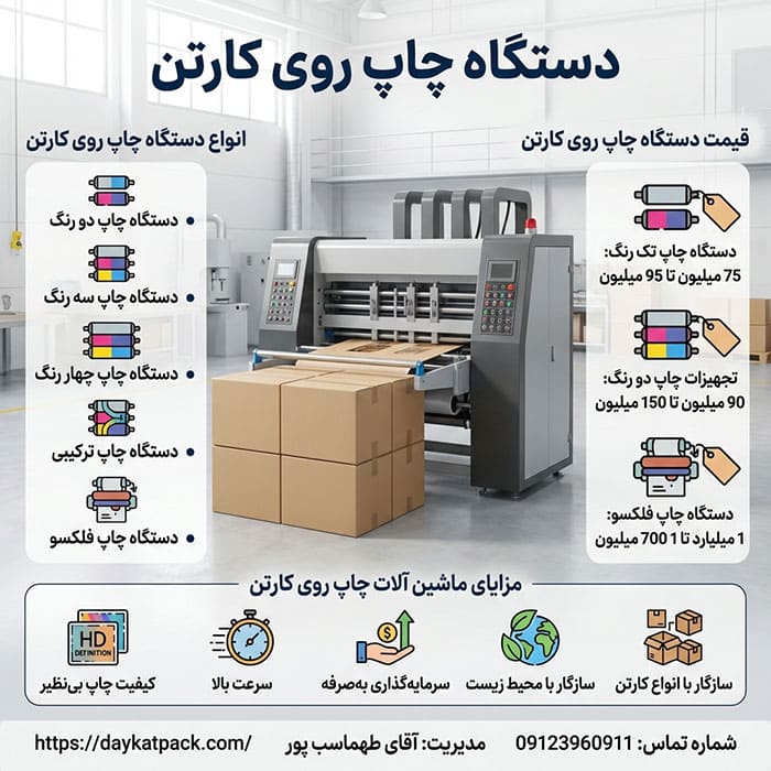 هزینه ساخت و نصب دستگاه چاپ روی کارتن در ایران